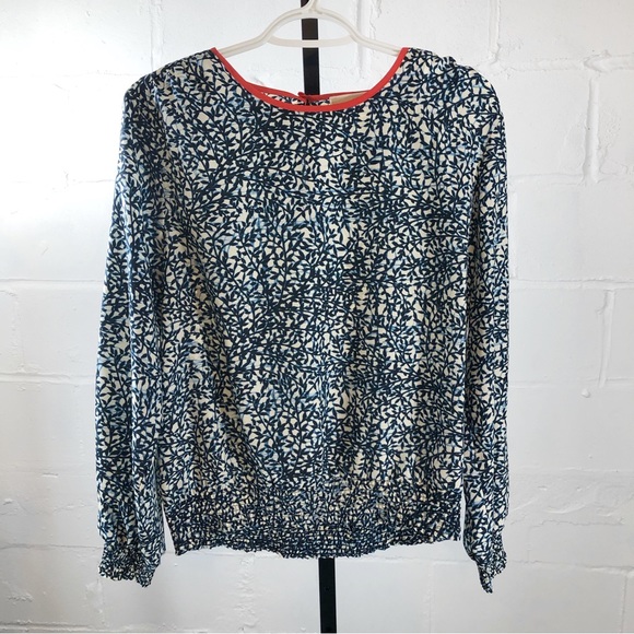 MICHAEL Michael Kors Tops - Michael Michael Kors Floral Top Size PL Blue Ivory Long Sleeve